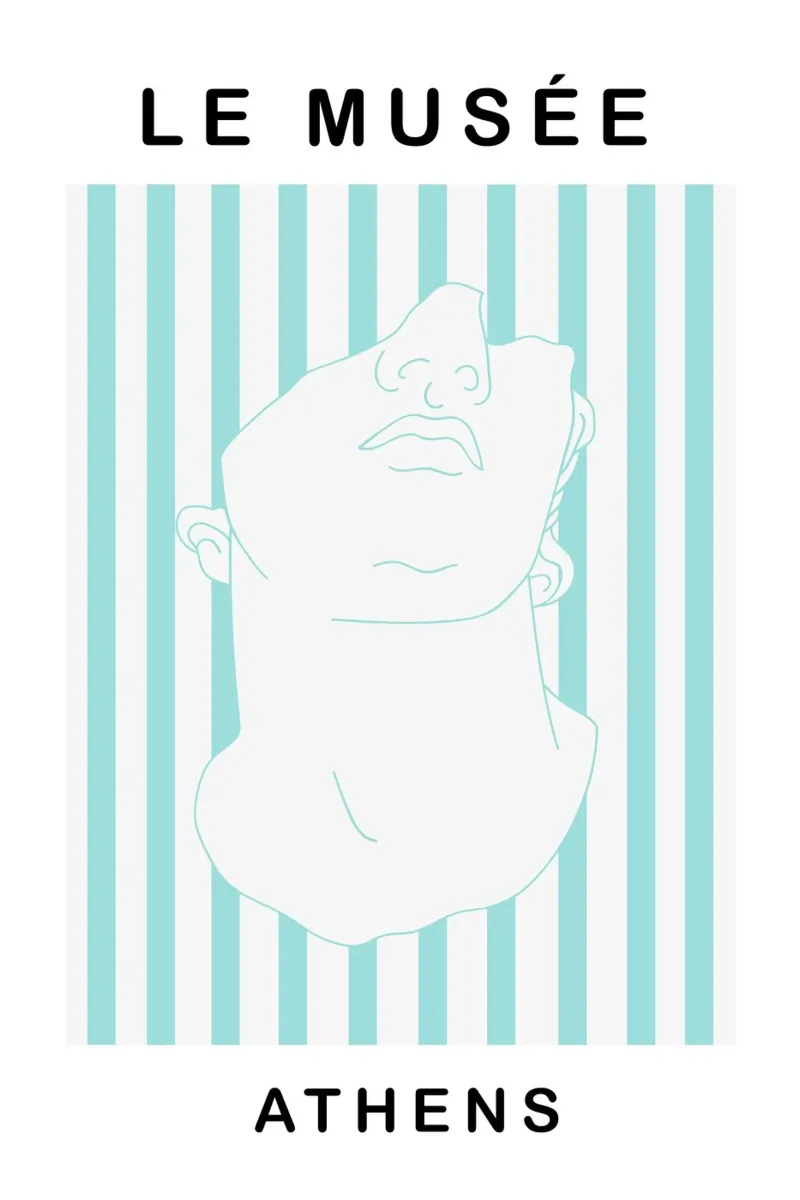 Striped David Museum Art poster con telaio in legno da GraceDigitalArtCo