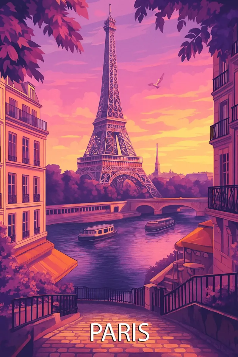 paris skyline vector painting hahnemühle by adzkiya