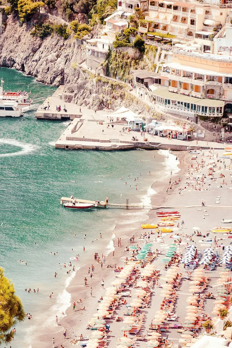 Positano Beach Photographic Coastal Summer Art alluminio dibond da GraceDigitalArtCo