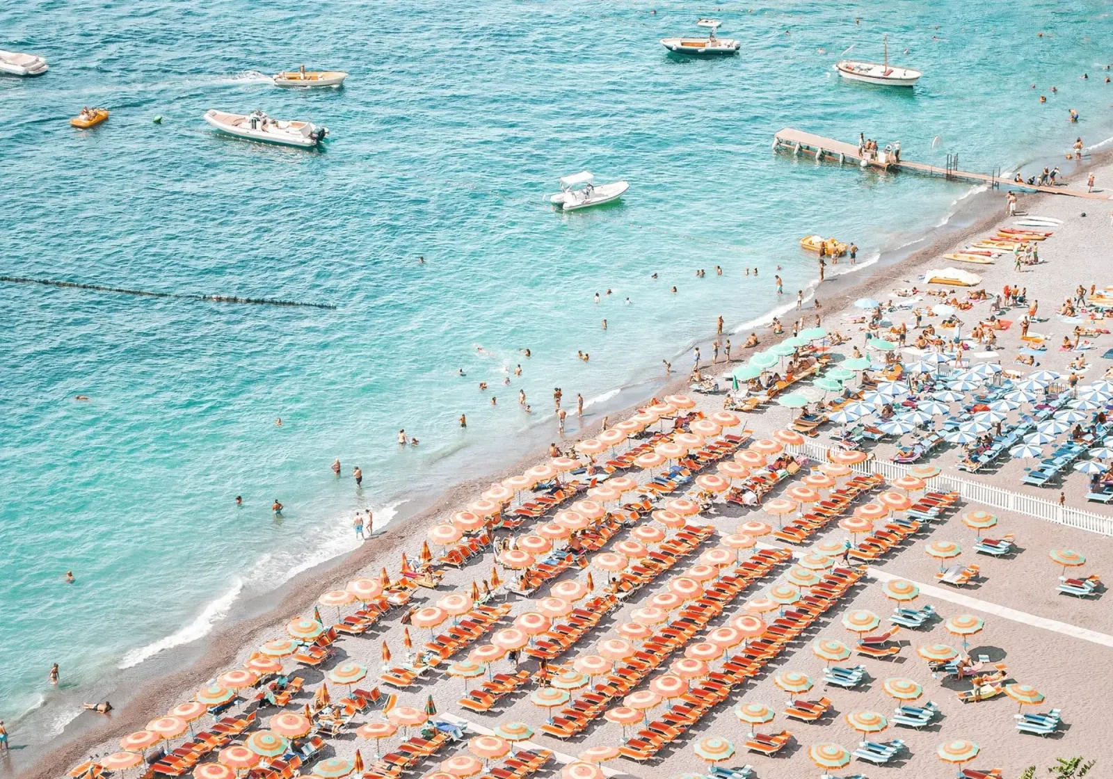 People on the Beach Positano Coastal Summer Scene pellicola backlit da GraceDigitalArtCo