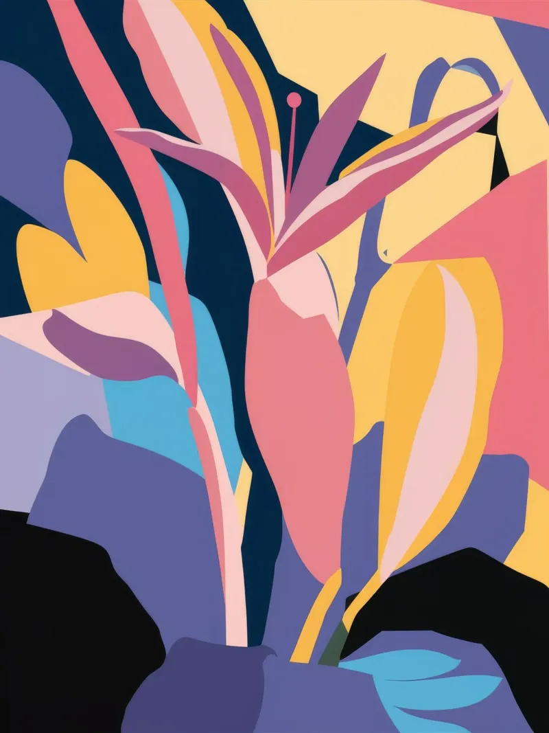 Levendig blad abstract canvas met Baklijst van Lumie Layers