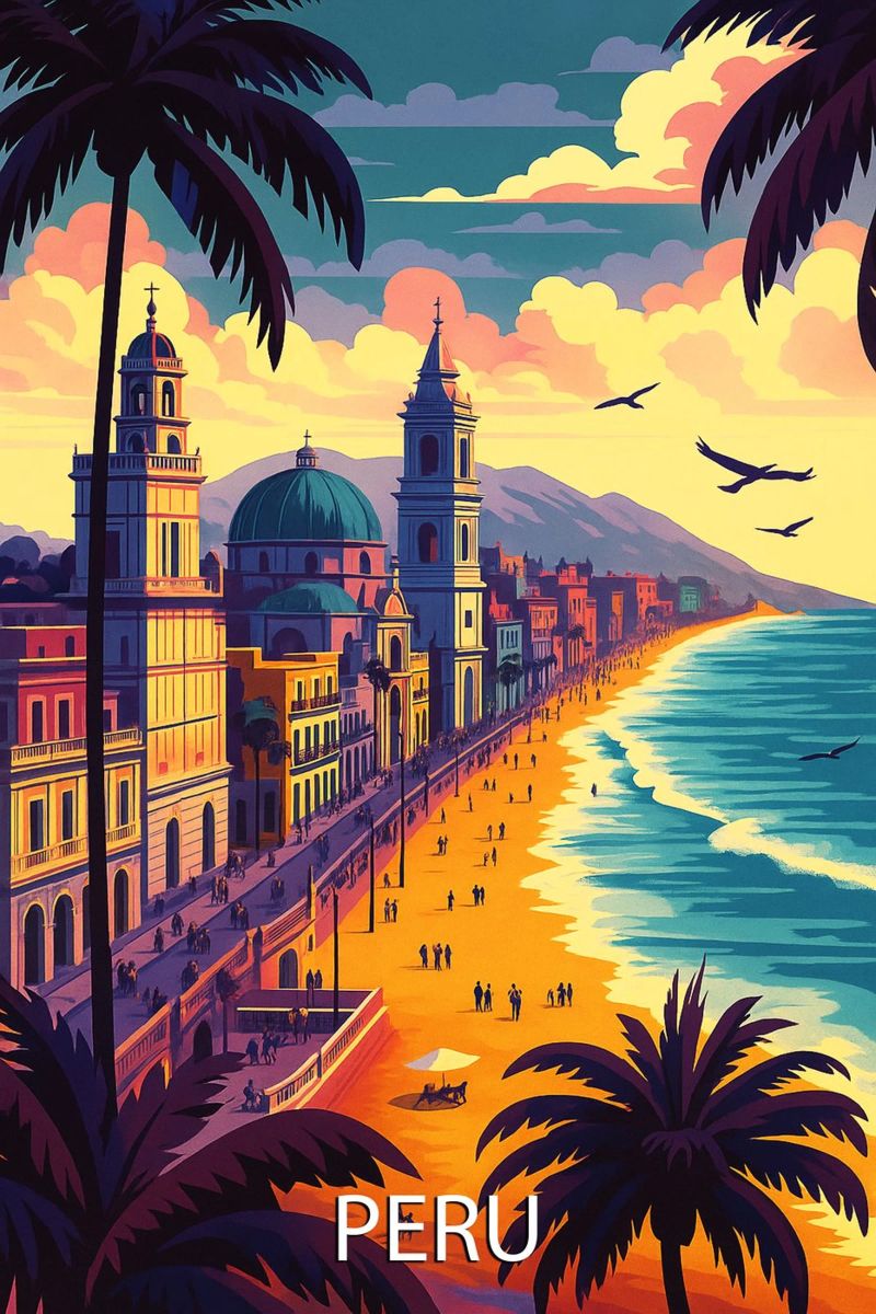 peru skyline vector painting poster de adzkiya