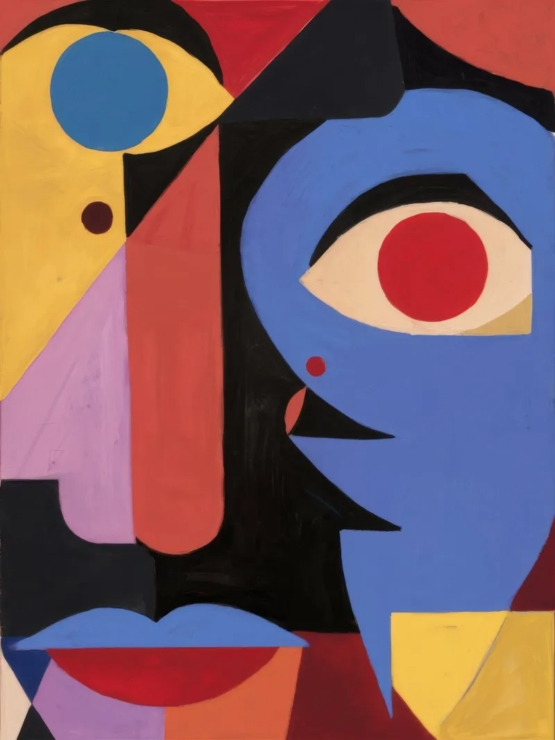 Gefragmenteerd gezicht Blauw canvas van Lumie Layers