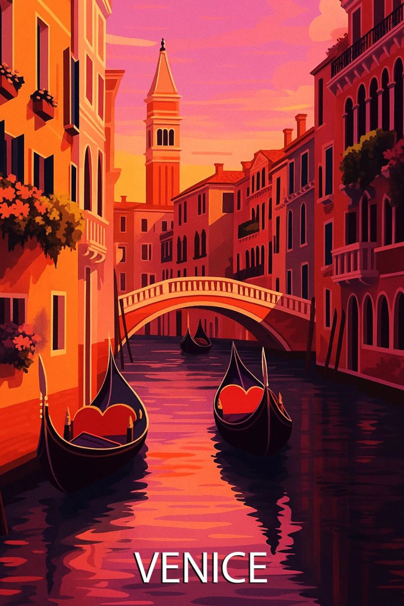 venedig skyline vektor malerei Poster von adzkiya