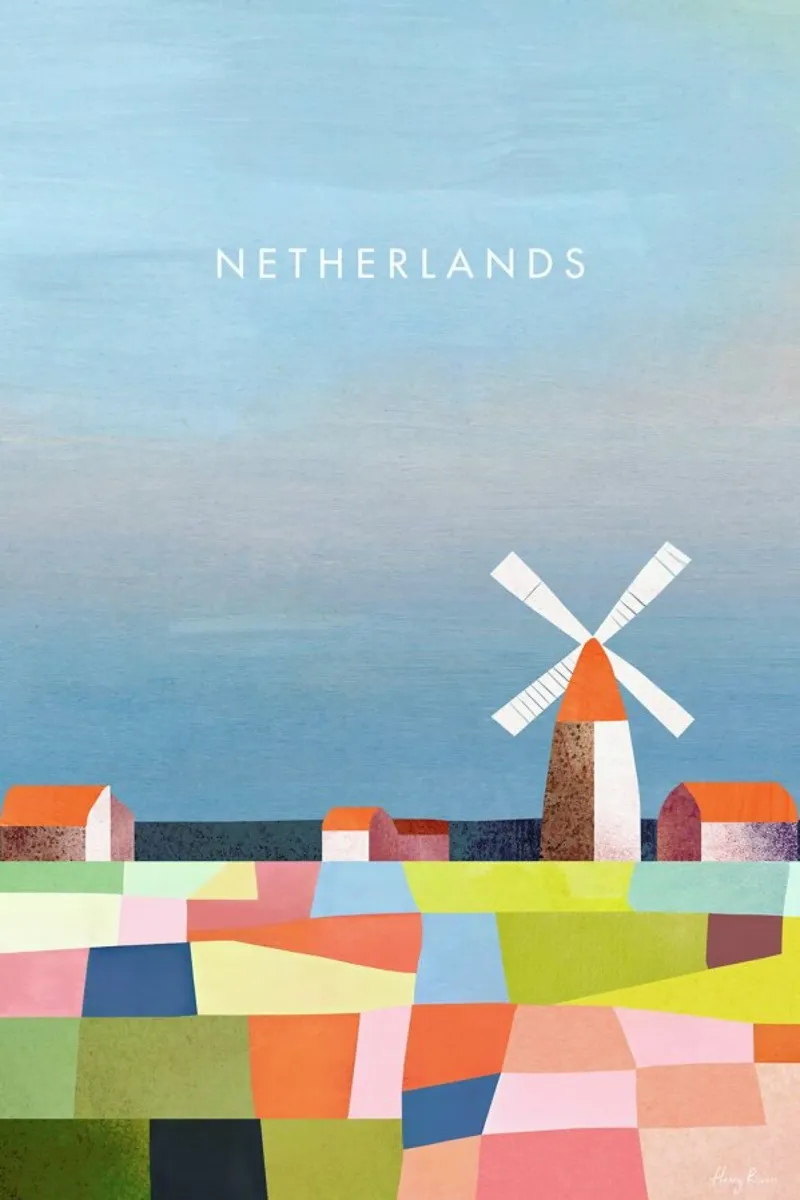 Netherlands poster con telaio in legno da Henry Rivers