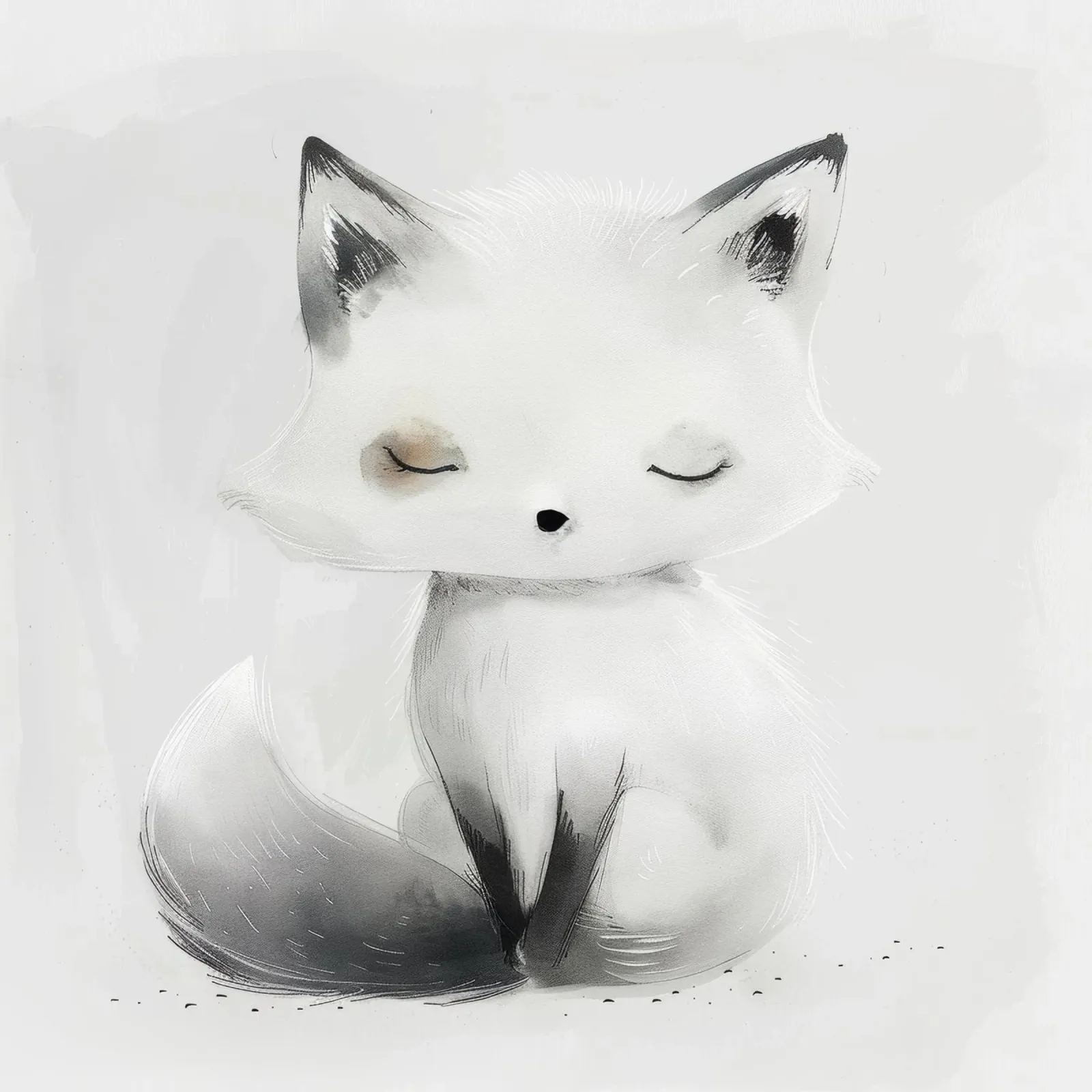 Illustrazione ad acquerello di una volpe seduta carta hahnemühle da DesignDoodle