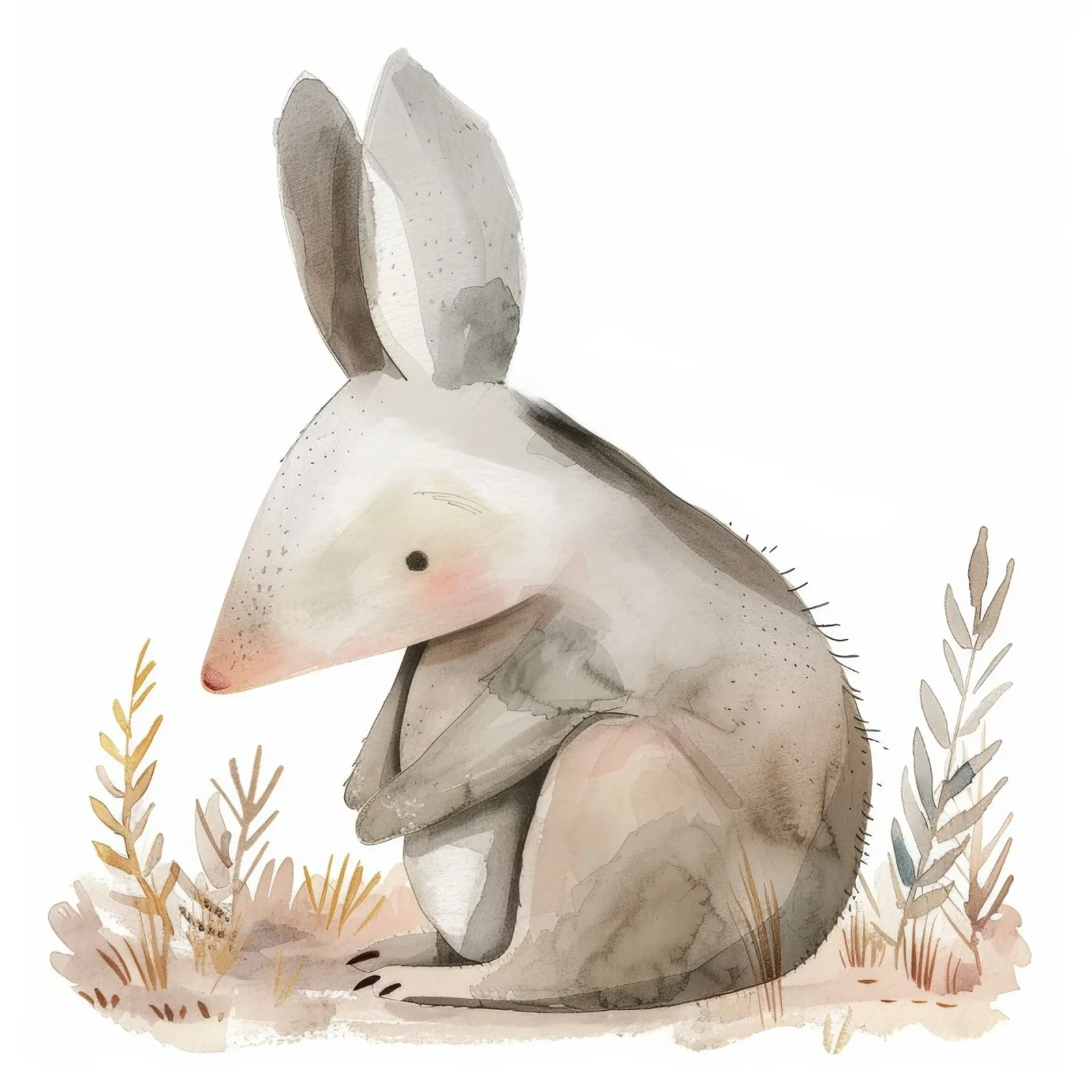 Illustrazione ad acquerello di un marsupiale stilizzato nel fogliame pellicola backlit da DesignDoodle