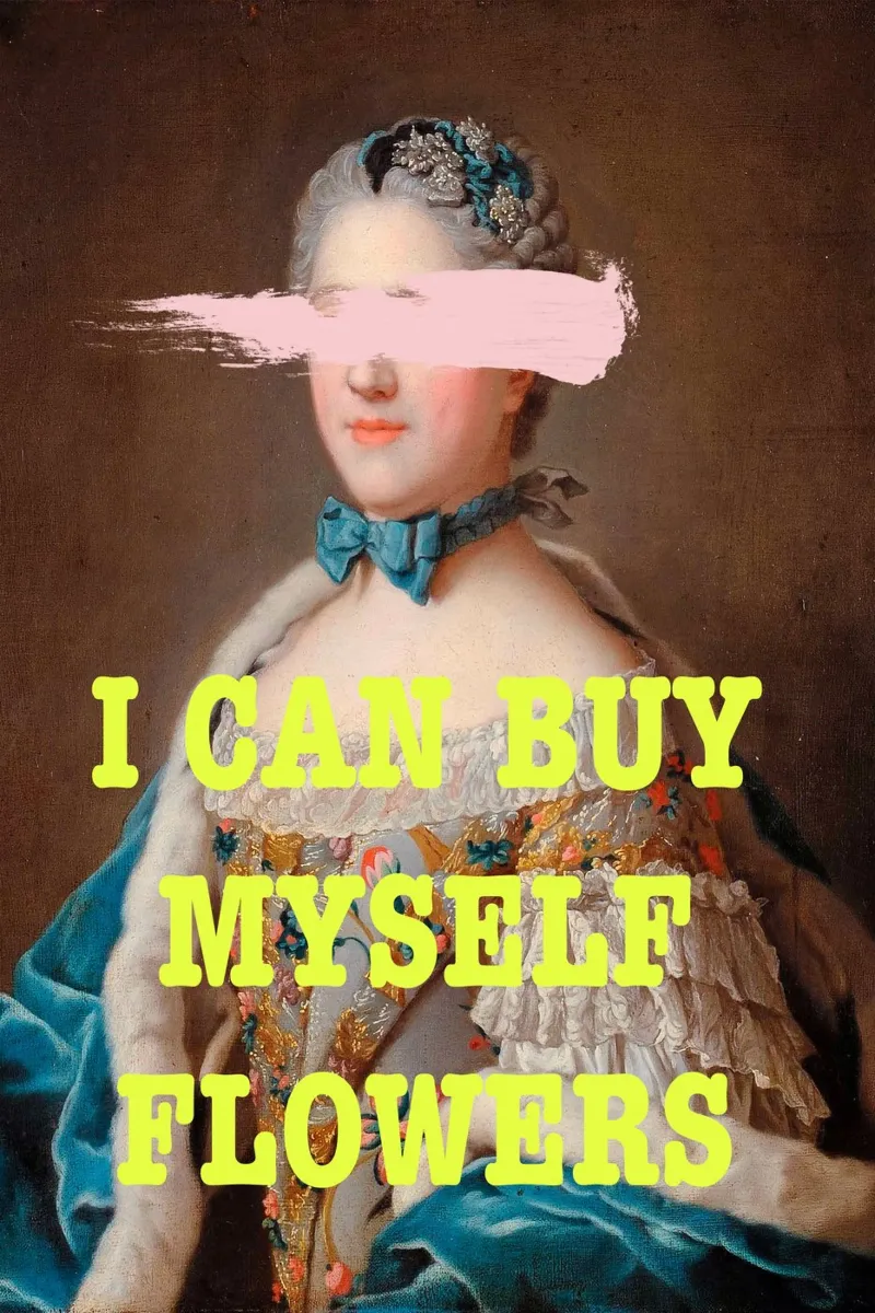 Yellow Feminist Altered Art poster con telaio in legno da GraceDigitalArtCo
