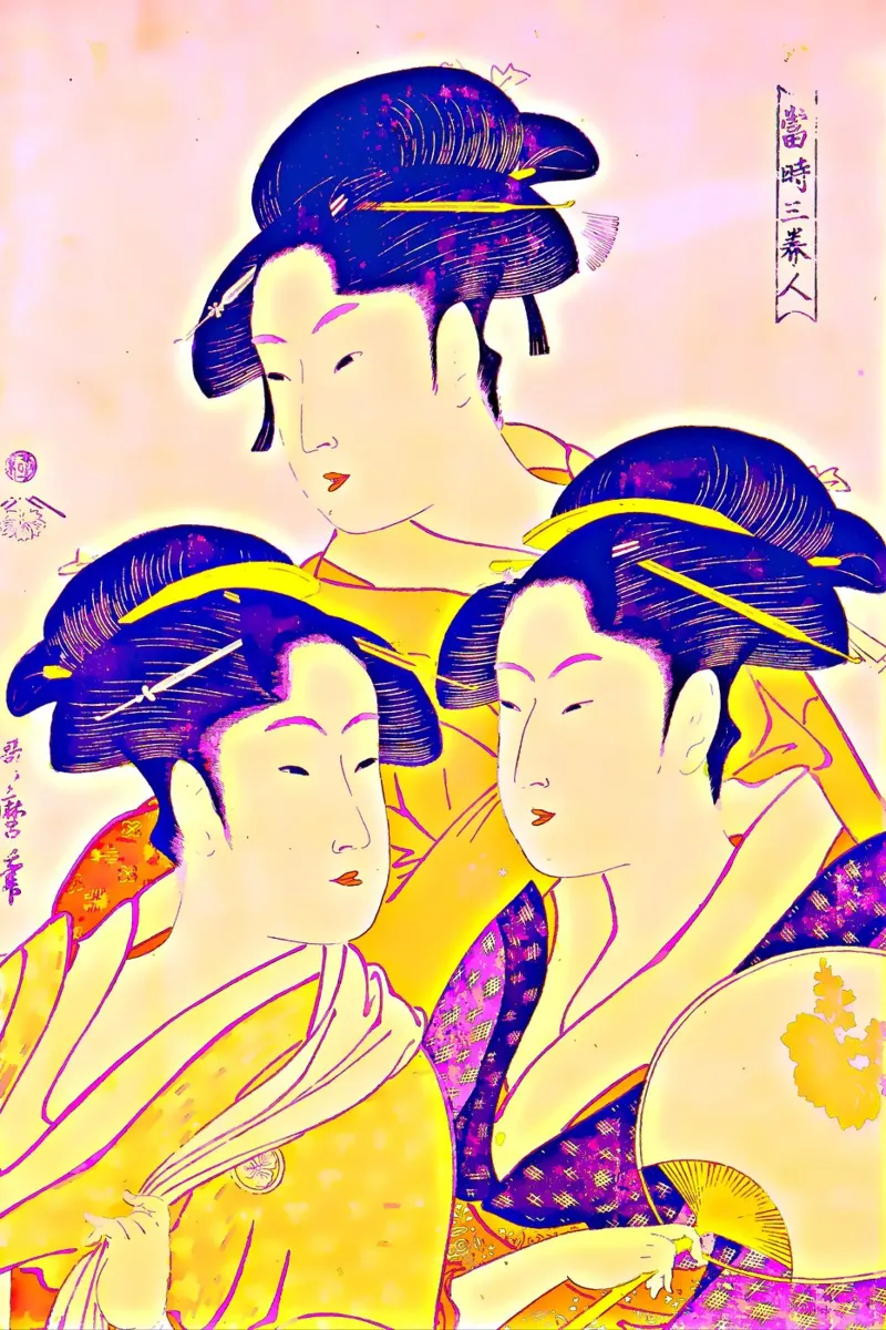 Kitagawa Utamaro, Tre bellezze del tempo presente in modalità 2.0 pellicola backlit da the-witcher
