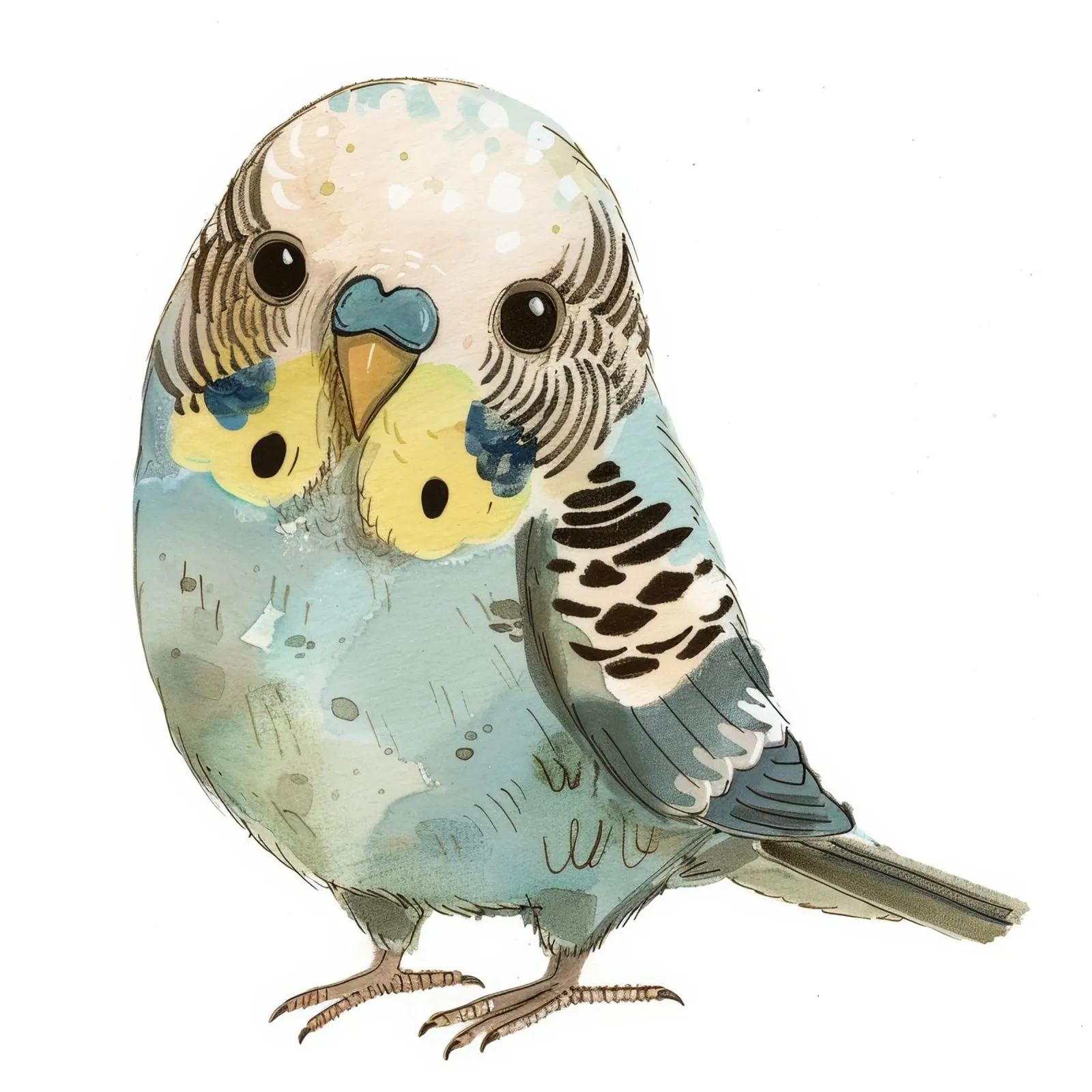 Pittura ad acquerello di un uccello Budgerigar pellicola backlit da DesignDoodle