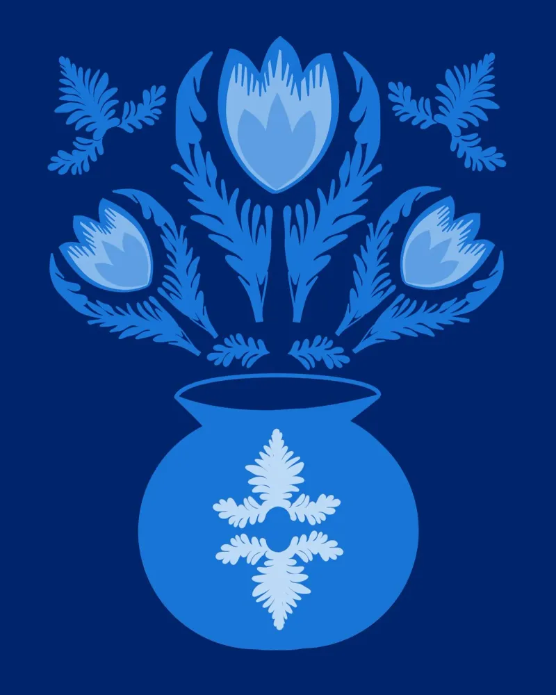 Tulipani blu Lumnious poster con telaio in plastica da Sannel Larson