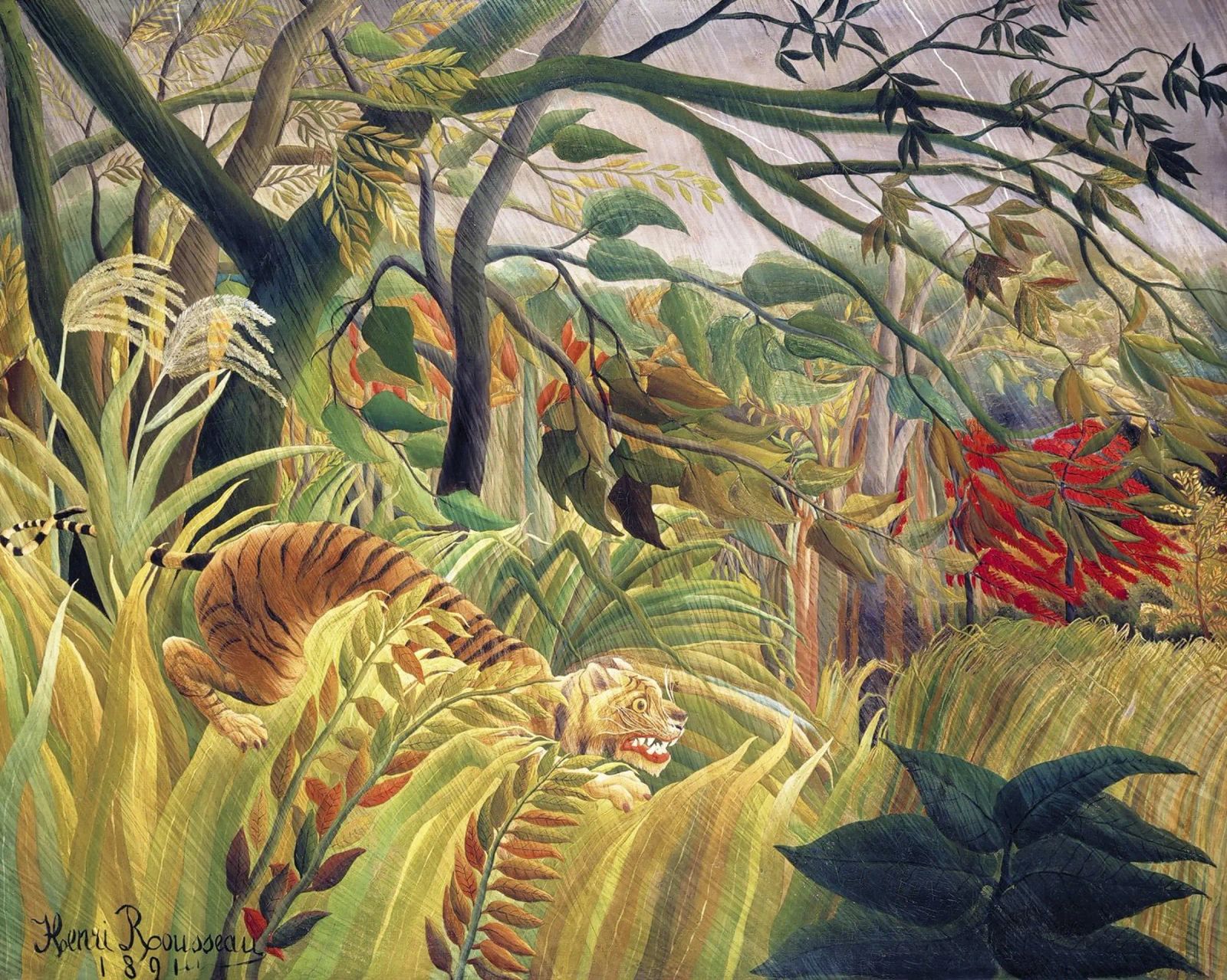 La tigre di Henri Rousseau in una tempesta tropicale (Sorpresa!) (189 poster da Venus Art
