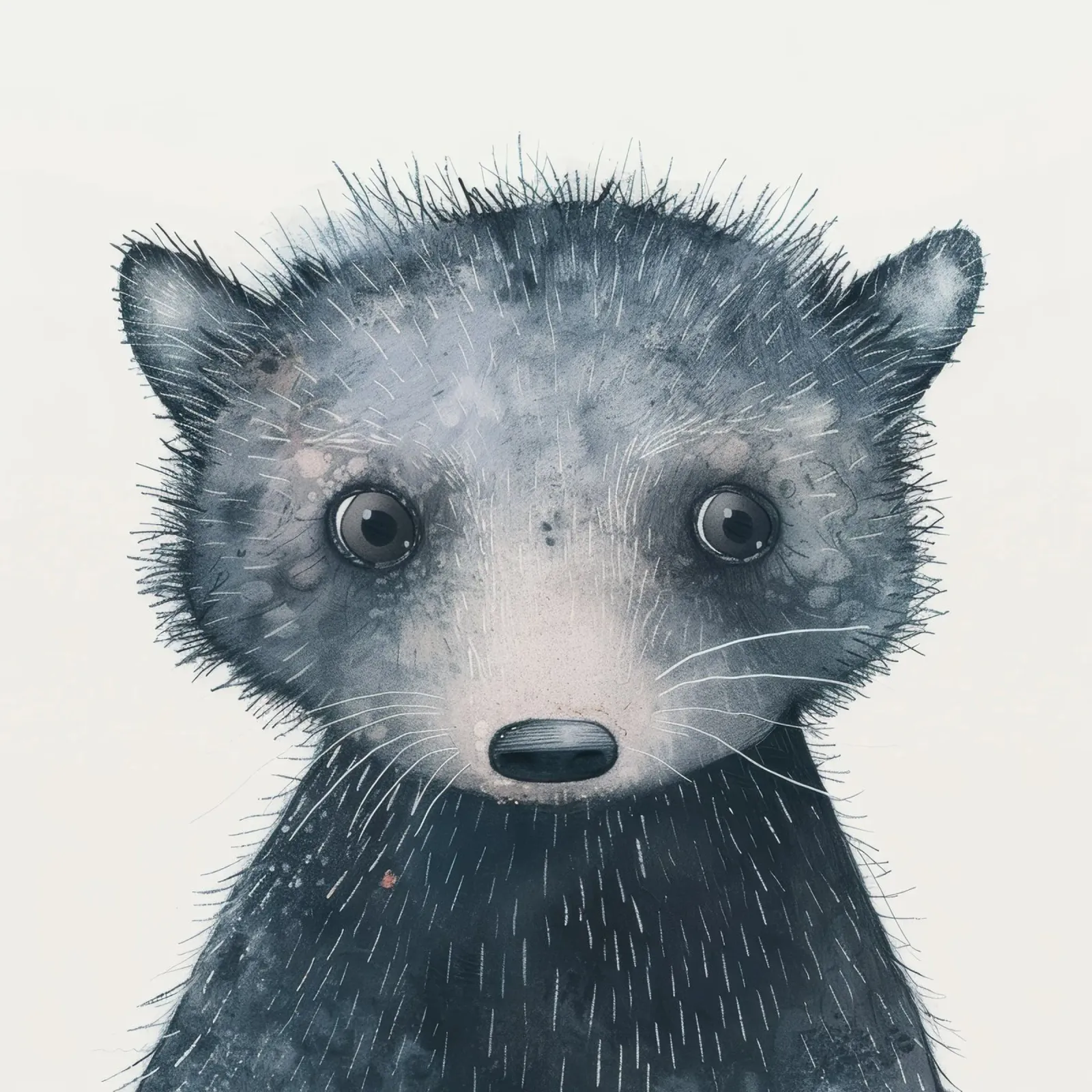 Pittura ad acquerello di un giovane animale grigio scuro carta hahnemühle da DesignDoodle