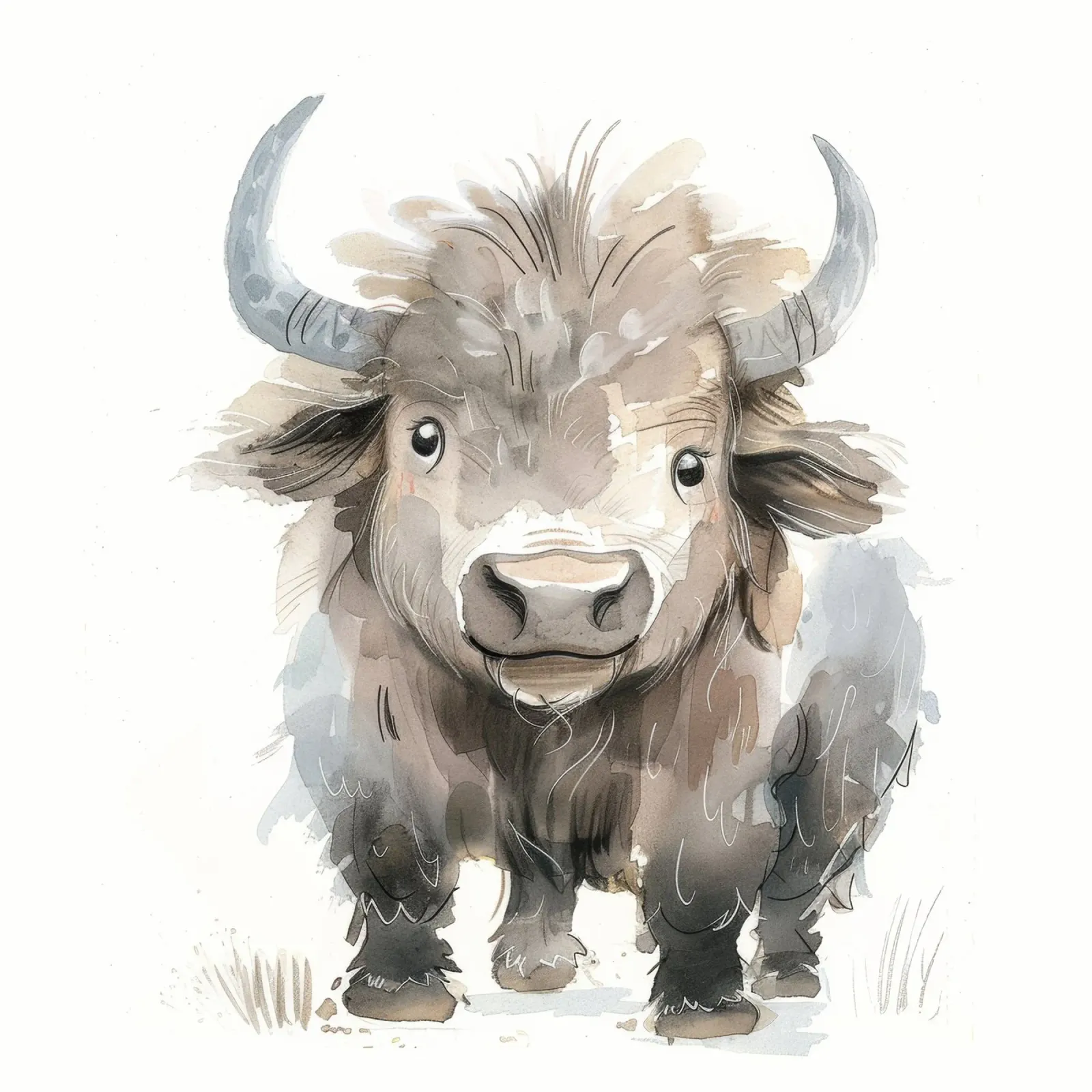 Pittura ad acquerello di un giovane yak pellicola backlit da DesignDoodle