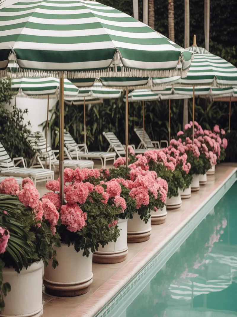Striped Green and White Nostalgic Pool Art pellicola backlit da GraceDigitalArtCo