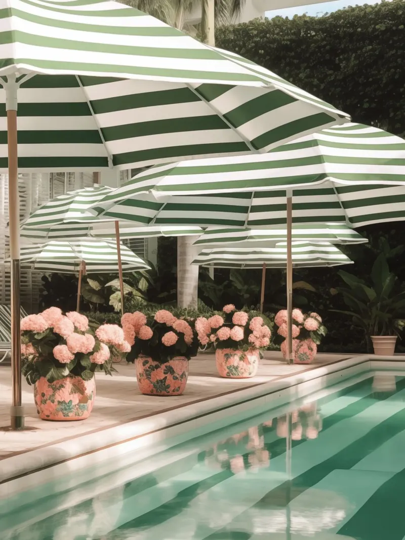 Striped Pool Umbrellas Summer Art pellicola backlit da GraceDigitalArtCo