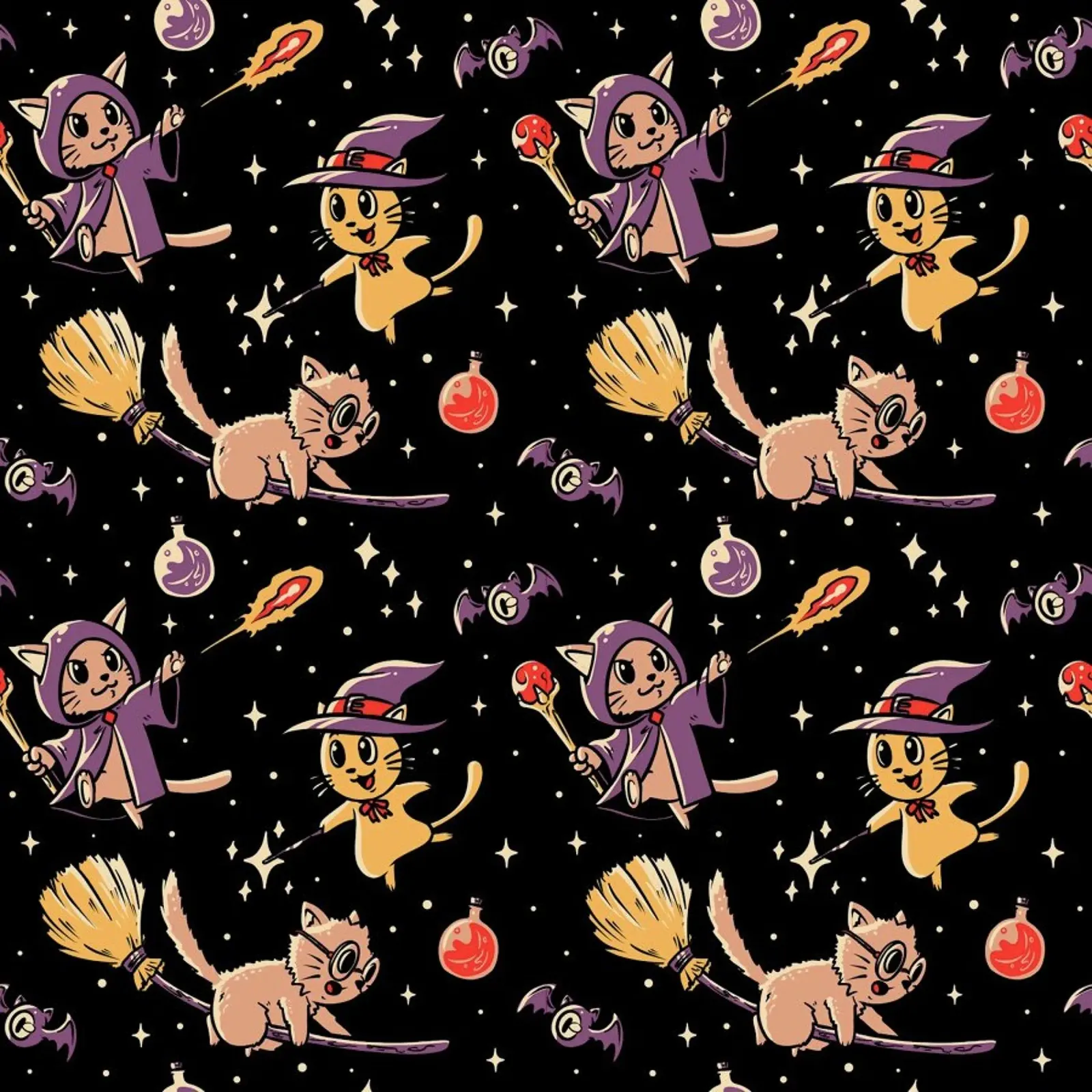 Pattern Magic Cats pellicola backlit da Tobe Fonseca