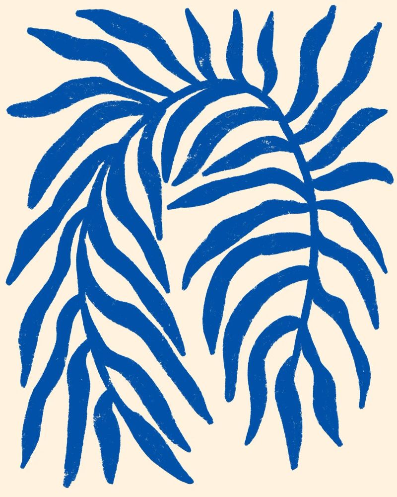 Blaue Silhouette Strukturierter Zweig Poster von Angela Minca