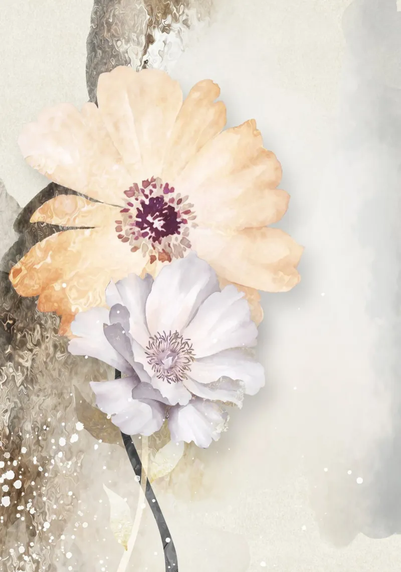 abstract art watercolor flowers poster con telaio in plastica da vintageshop