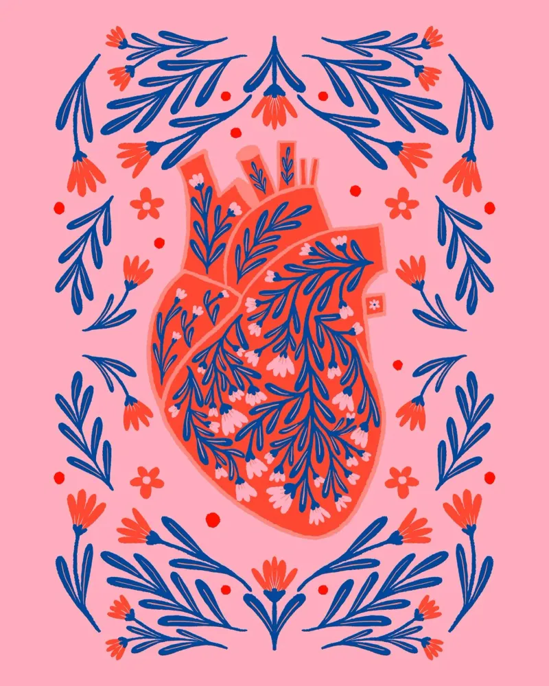 Cuore anatomico floreale alluminio dibond da Angela Minca