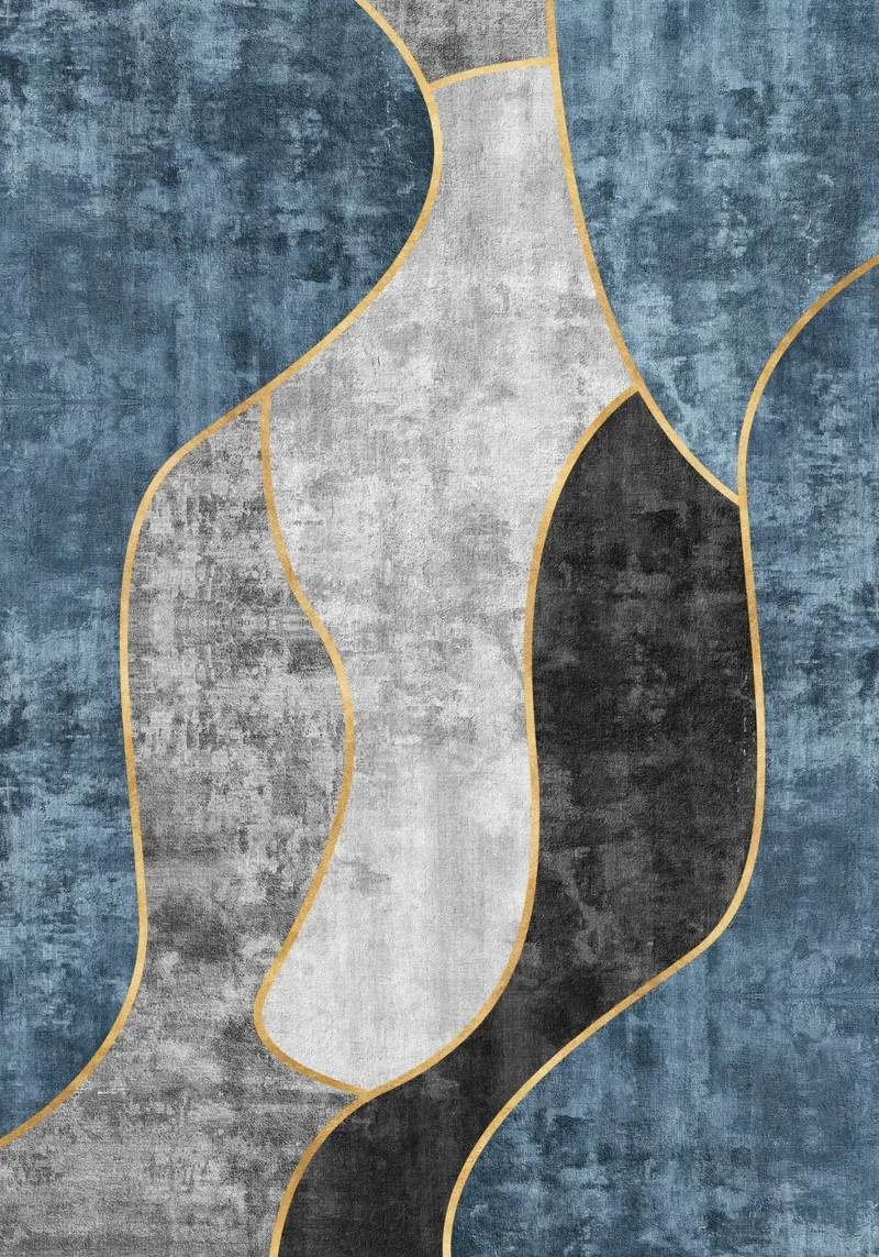 abstract art blue and golden lines pellicola backlit da vintageshop