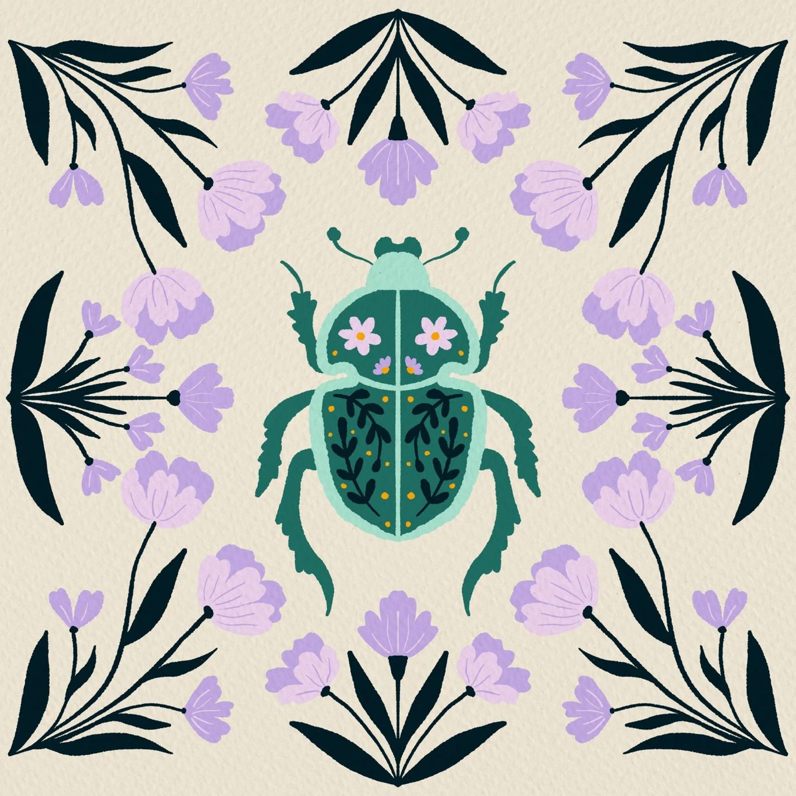 Scarab with Flowers poster by Angela Minca