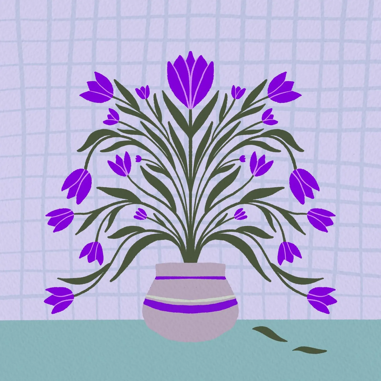 Tulipani in vaso - viola carta hahnemühle da Angela Minca