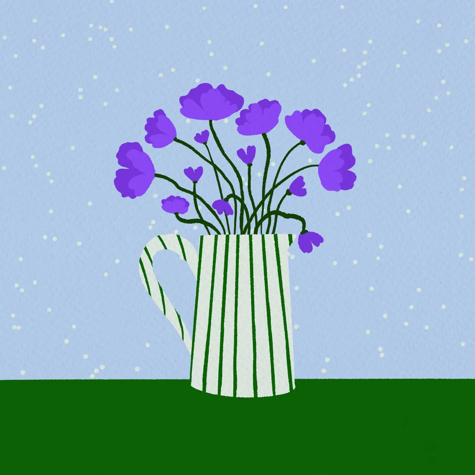 Papaveri viola in brocca plexiglass da Angela Minca
