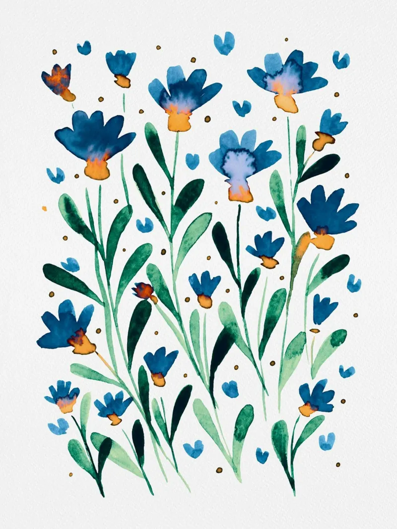 Scoppio di fiori blu carta hahnemühle da Angela Minca