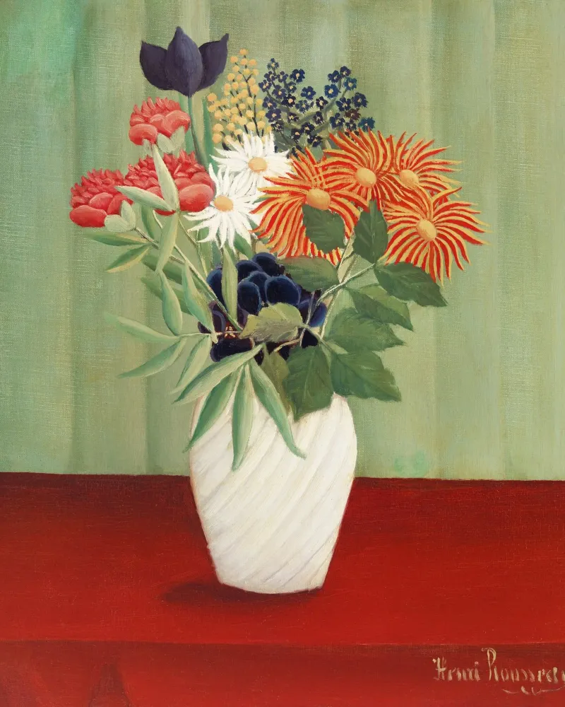 Bouquet di fiori di Henri Rousseau con astri cinesi poster da Venus Art