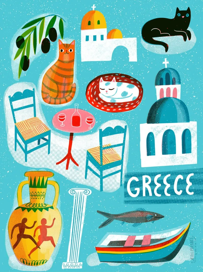 Viaggio vintage in Grecia poster con telaio in plastica da MiraParadies