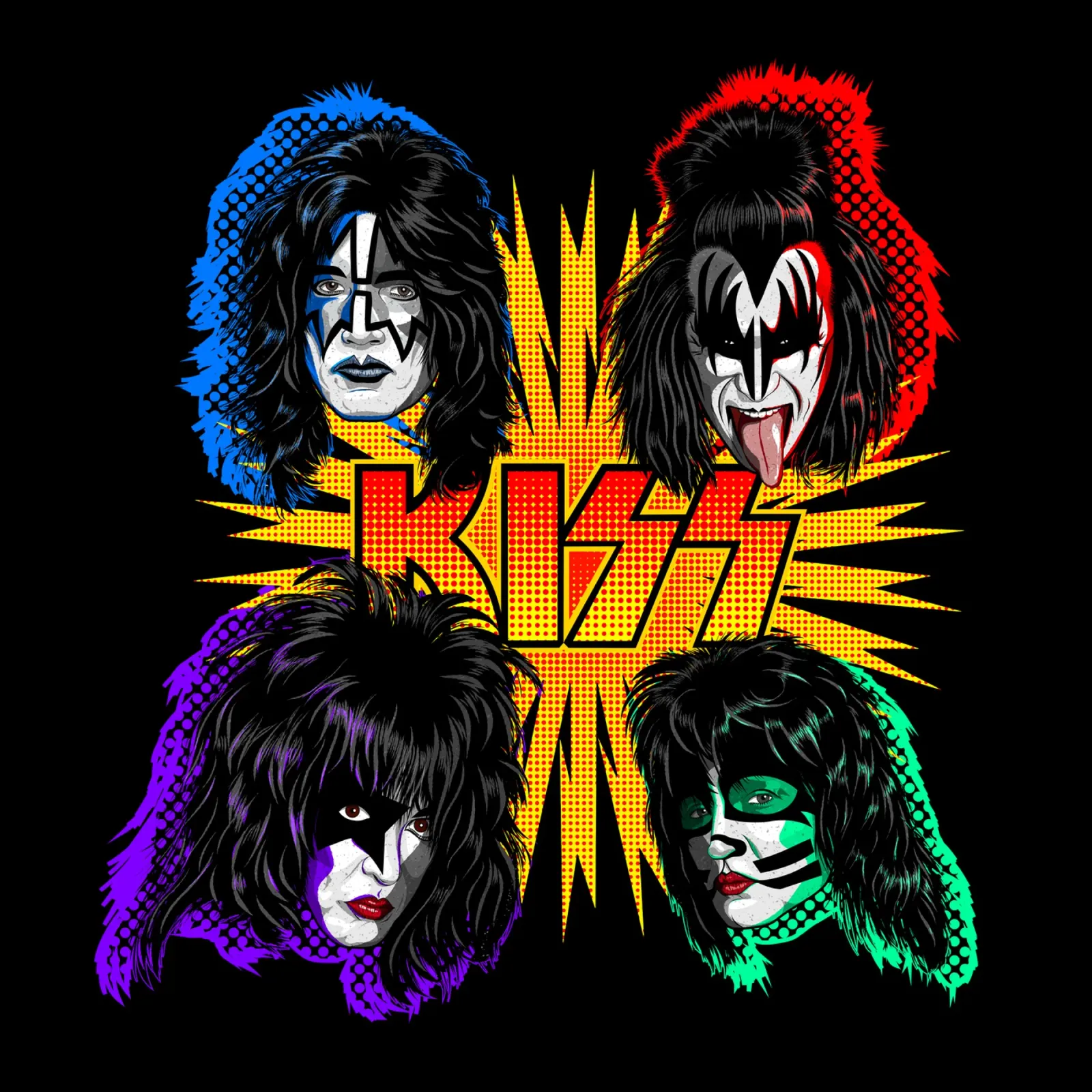 KISS poster with wooden frame by Aranduts