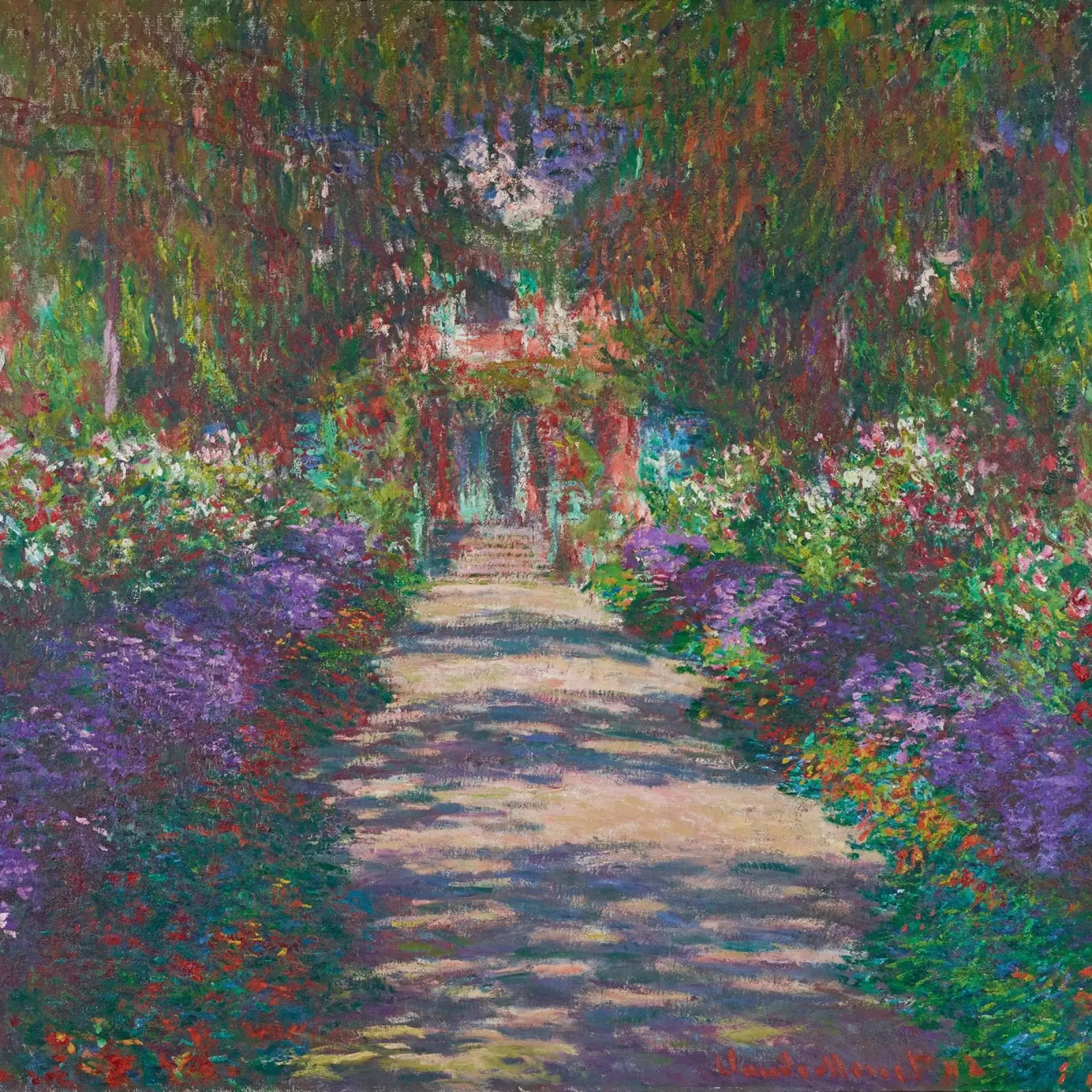 Il sentiero di Claude Monet nel Giardino di Monet a Giverny pellicola backlit da Art History