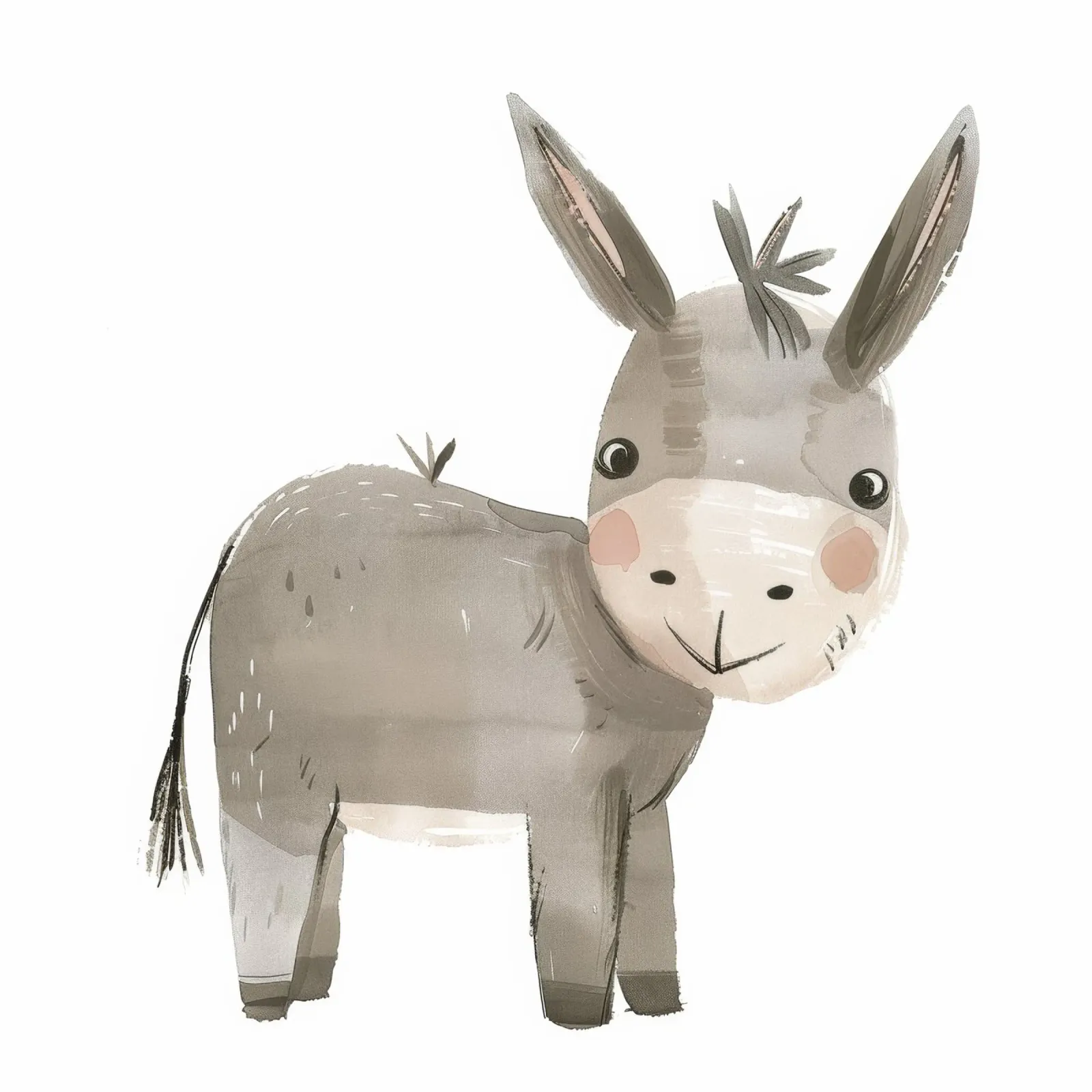 Illustration of a smiling Gray Donkey hahnemühle by DesignDoodle