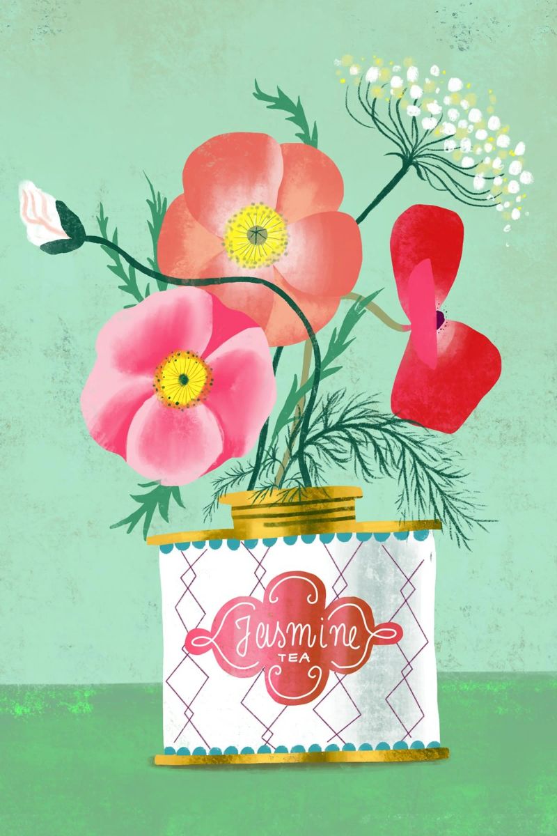 Mohnblumen in Jasmintee Poster von MiraParadies