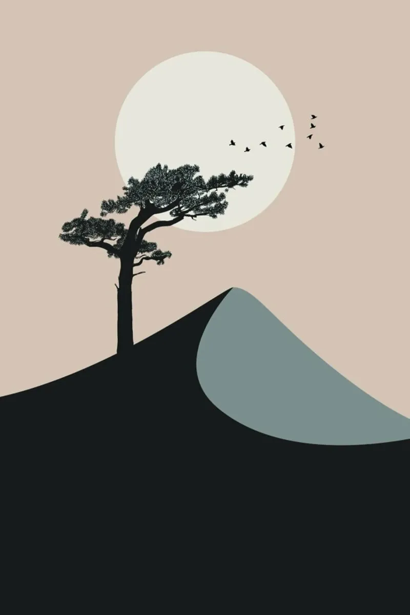 A Tree Bends in Kyoto poster con telaio in alluminio da Pure