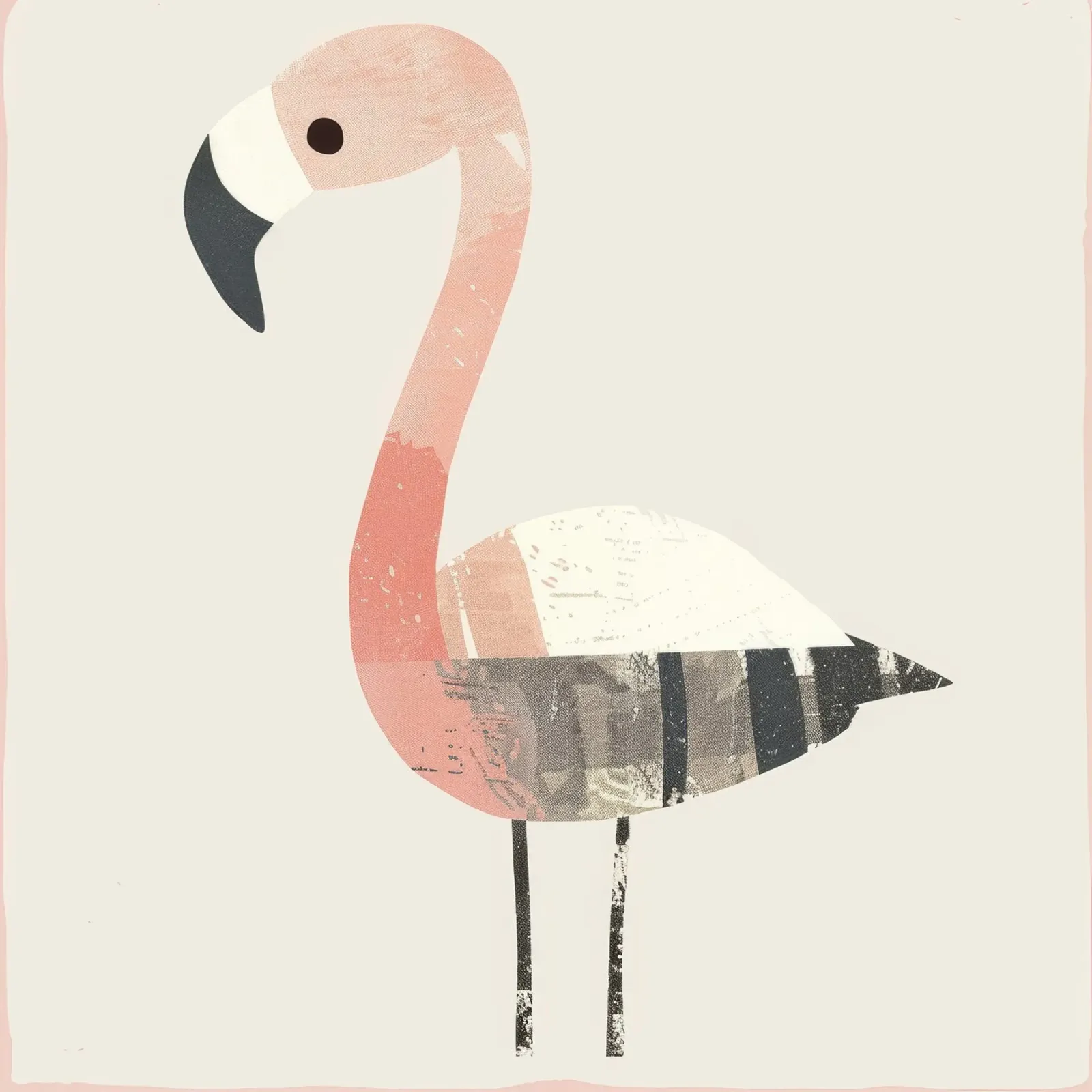 Minimalist Collage Flamingo Illustration Neutral Backgroud backlit film by DesignDoodle