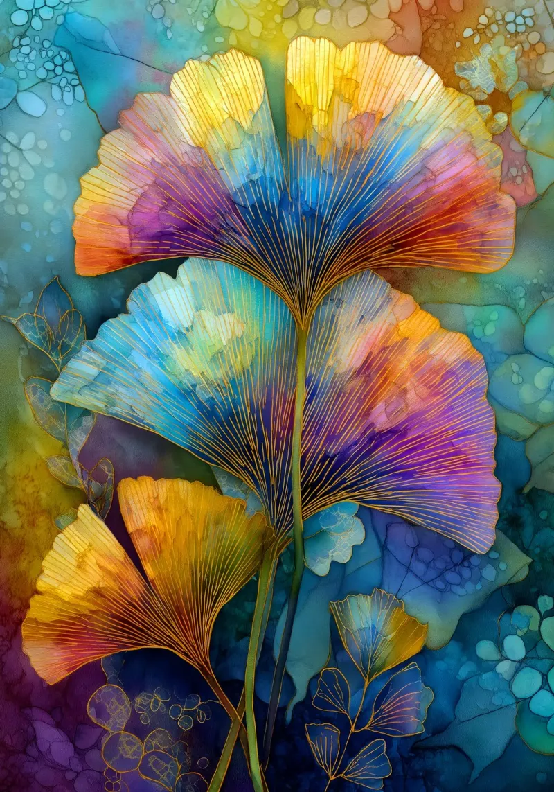 Colori delle foglie di ginkgo alluminio dibond da Justyna Jaszke JBJart