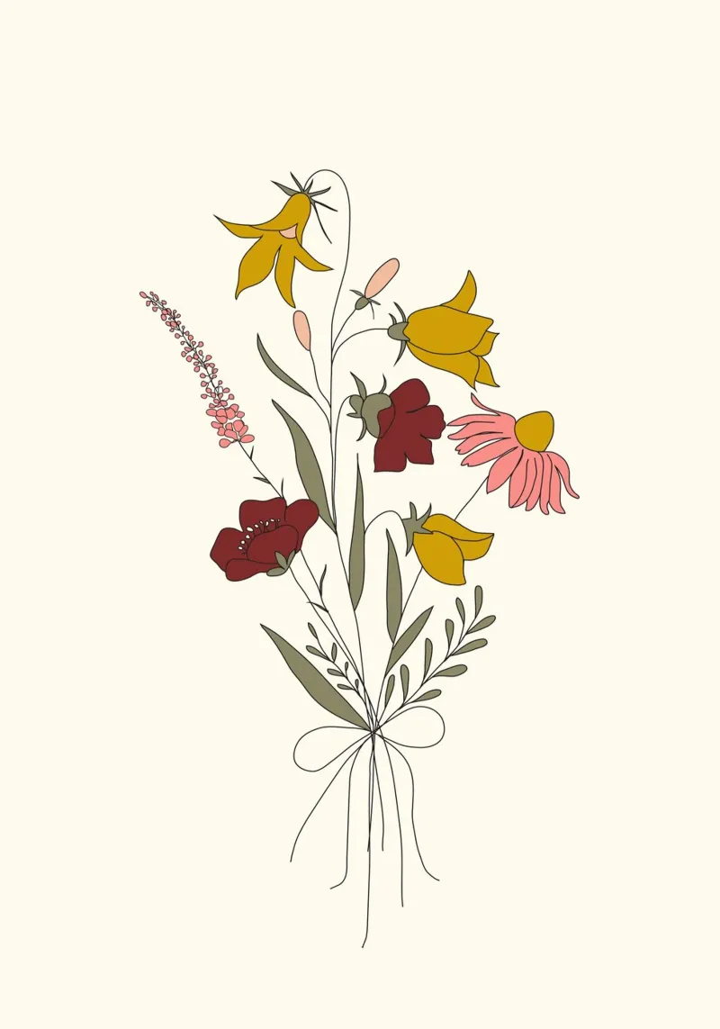 Wildflowers Bouquet poster con telaio in alluminio da Nadjaa