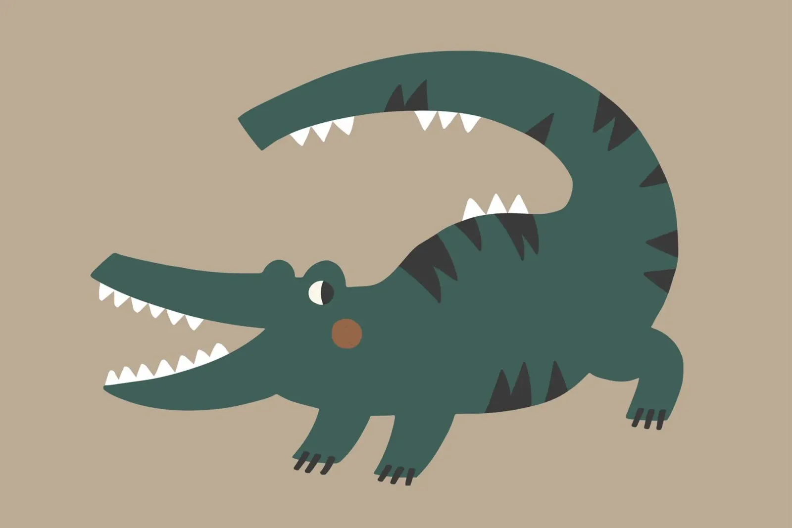 Funny Crocodile Boho Wandbild, Poster für Kinder Hahnemühle von Edina Varga Prints