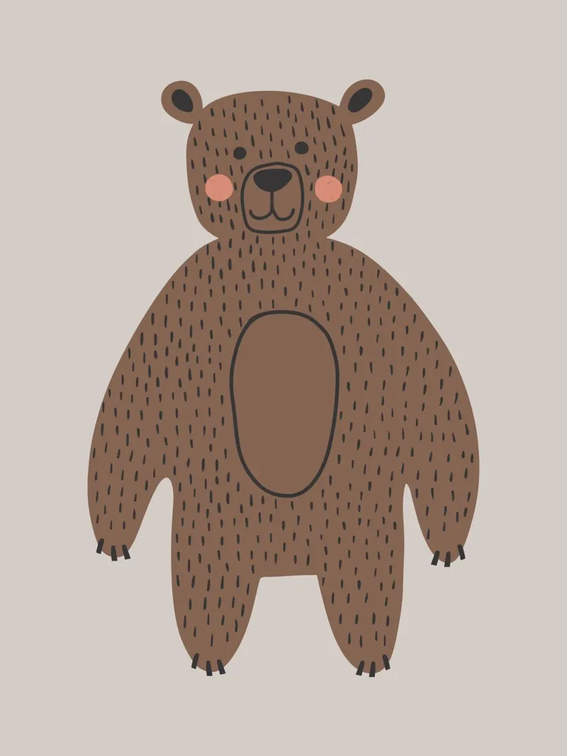 Orso bruno Boho murale, poster per bambini, camera dei bambini poster con telaio in legno da Edina Varga Prints