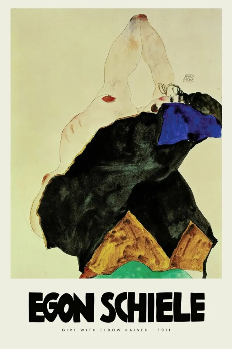 Schiele - Girl With Elbow Raised II pellicola backlit da Vintage by JUNIQE