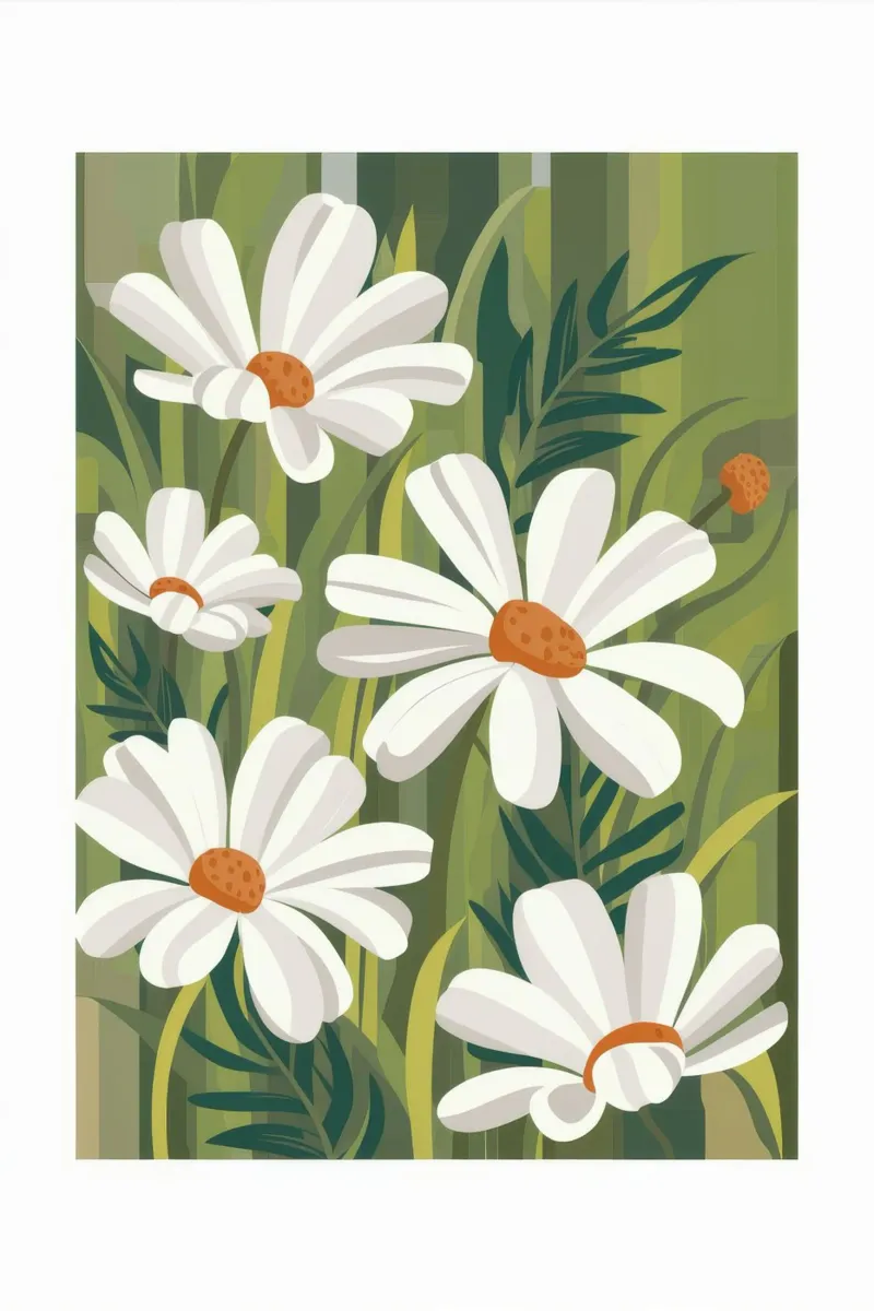 Verdant Daisy Patch canvas with Floater frame by Moonlite Desire