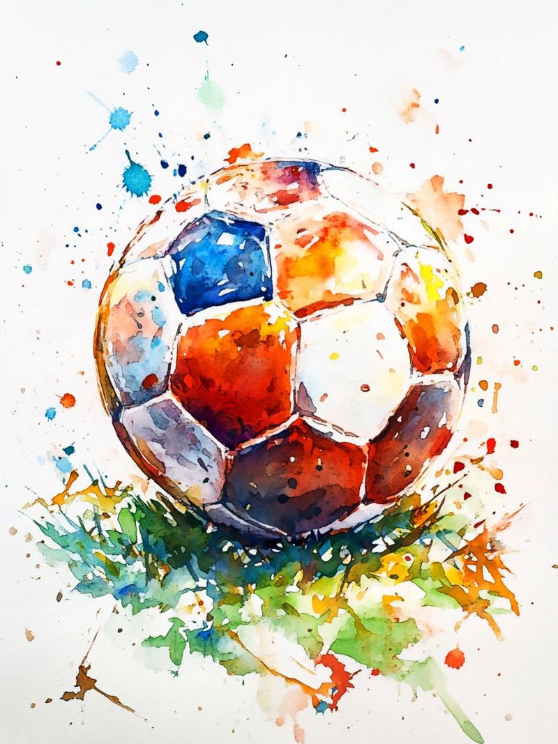 Football Ball Watercolor 2 poster de Mateo