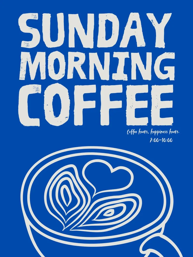 Poster blu per il caffè della domenica mattina poster da PurePeachStudio