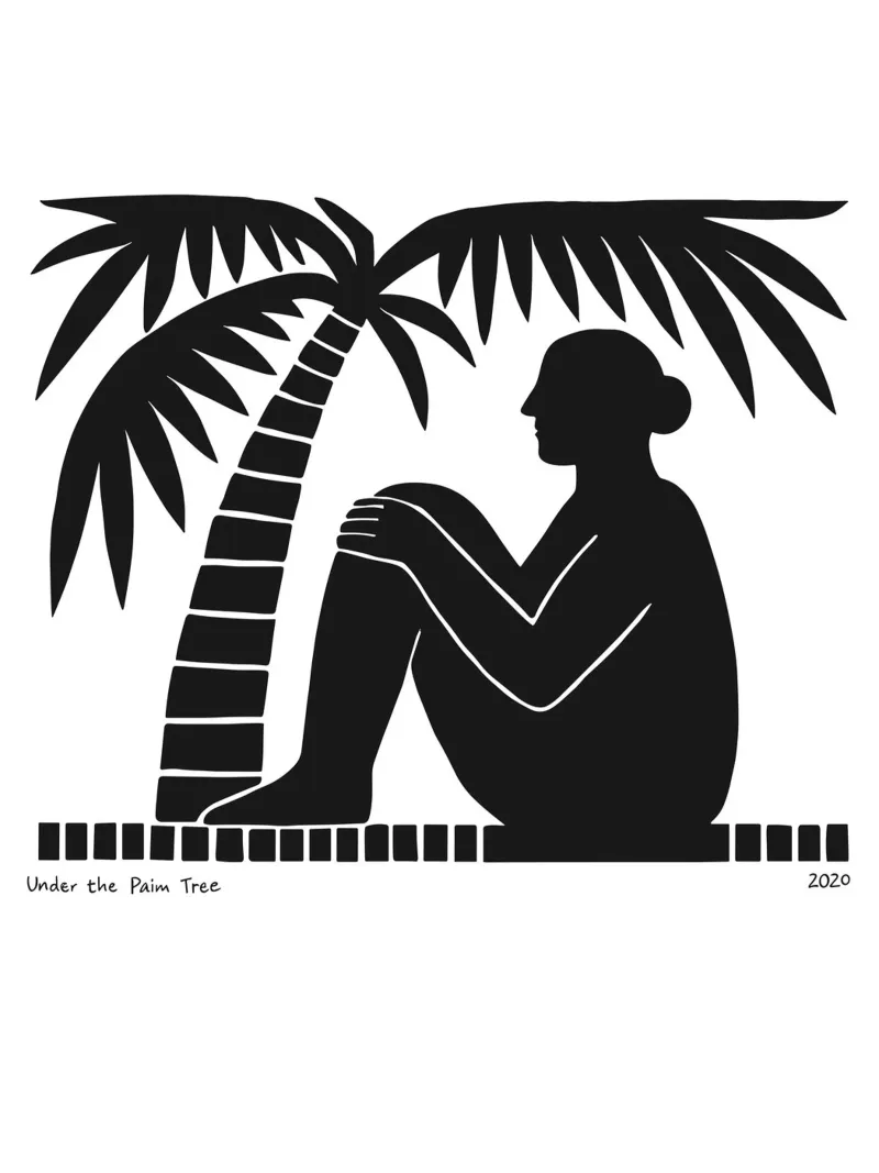 Solitude Under the Palm poster con telaio in legno da ramosashop