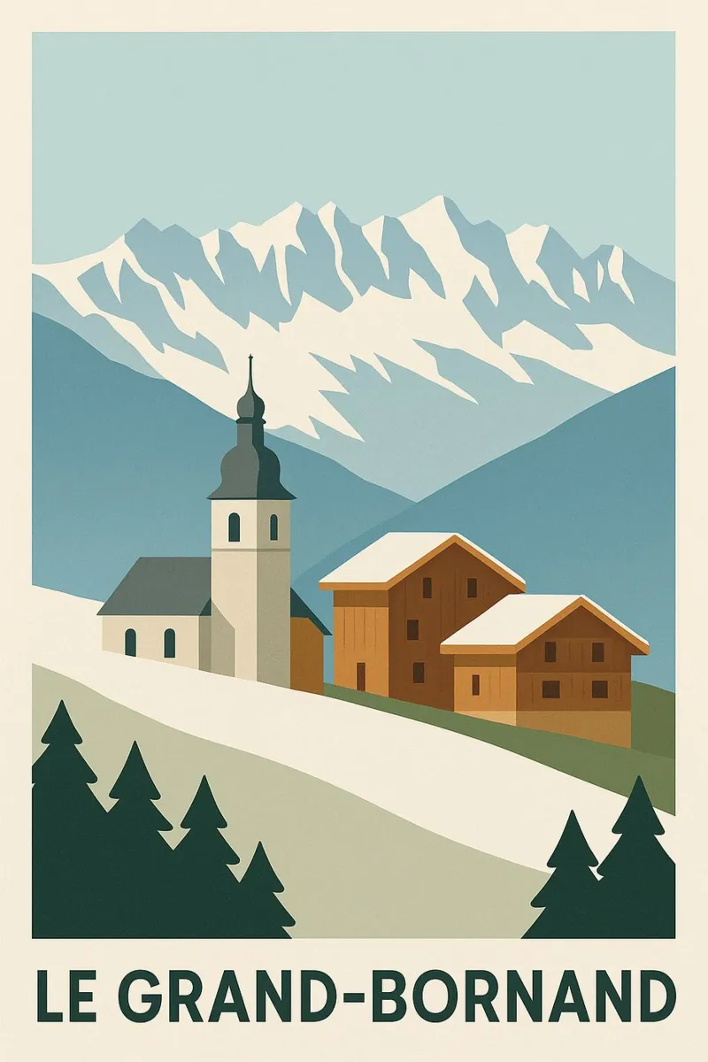 Le Grand-Bornand - serenità alpina e fascino savoiardo poster con telaio in plastica da JETLAG | affiches voyage