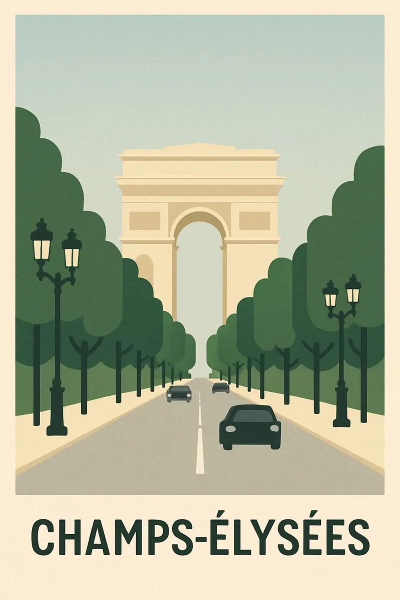 CHAMPS-ÉLYSÉES - Die berühmteste Allee der Welt Leinwand mit Schattenfugenrahmen von JETLAG | affiches voyage