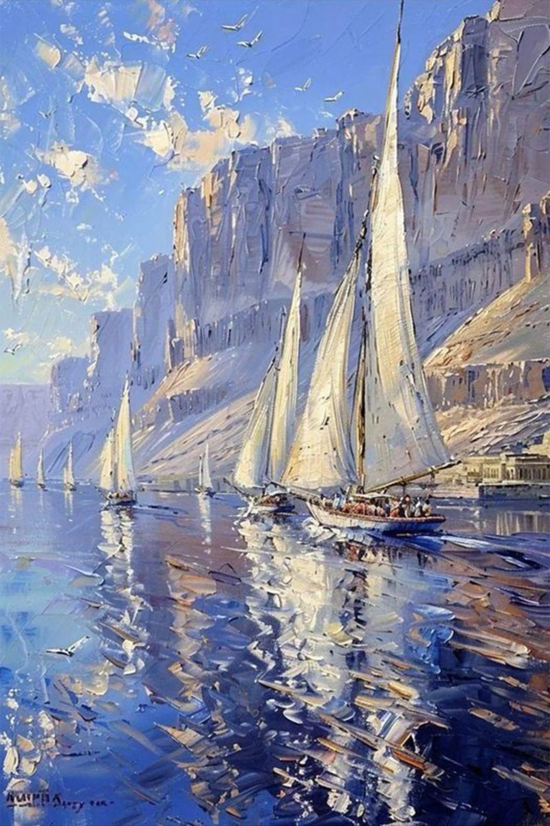 sehen sie die schönen segelboote und klippen claude monet Poster von belong shop