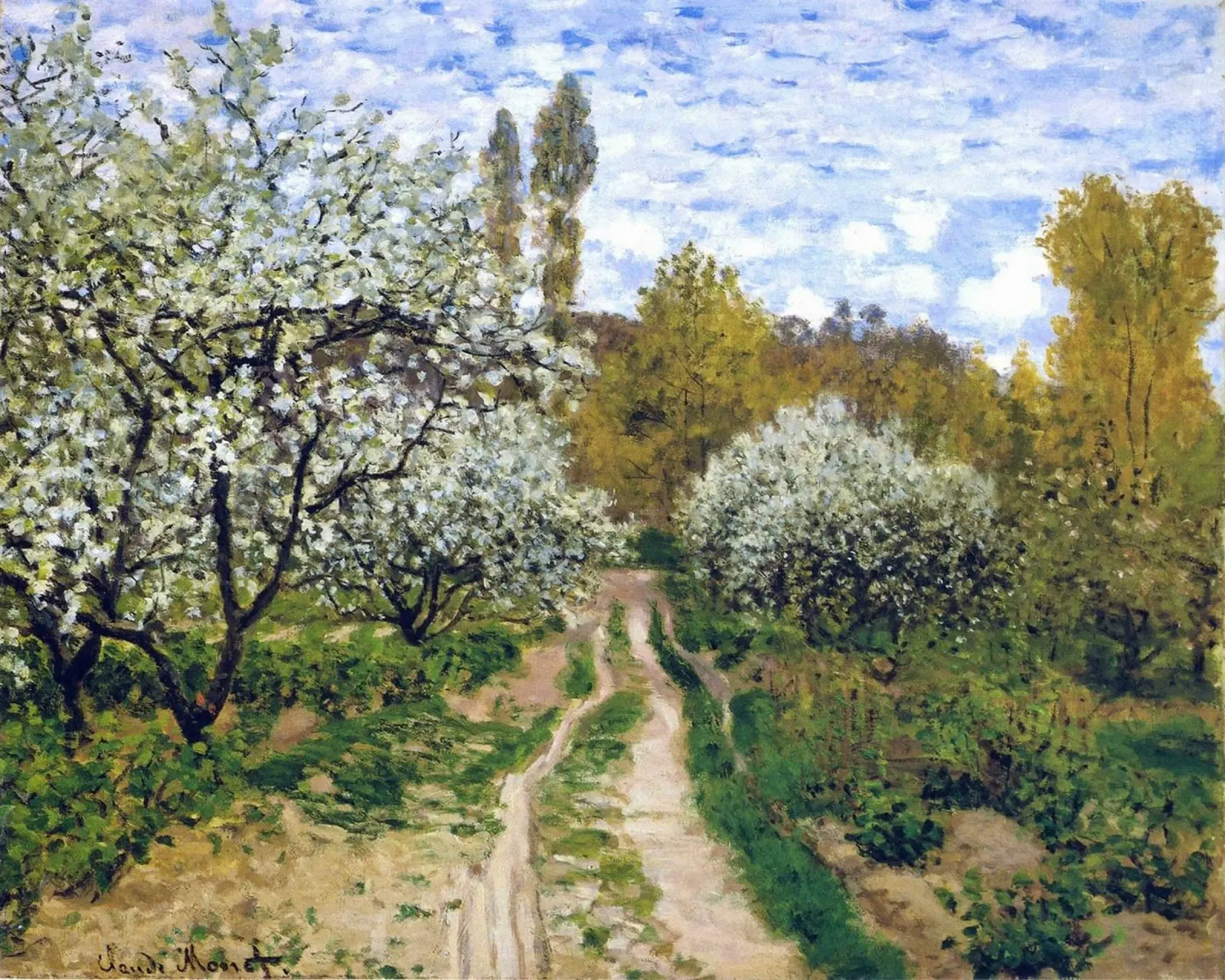 ländliche obstbäume natürliche umwelt claude monet Poster mit Kunststoffrahmen von belong shop